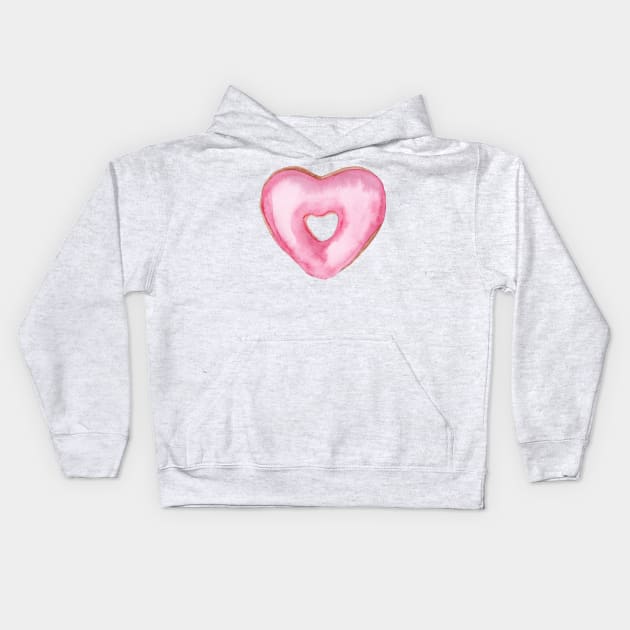 Pink heart donut Kids Hoodie by DreamLoudArt